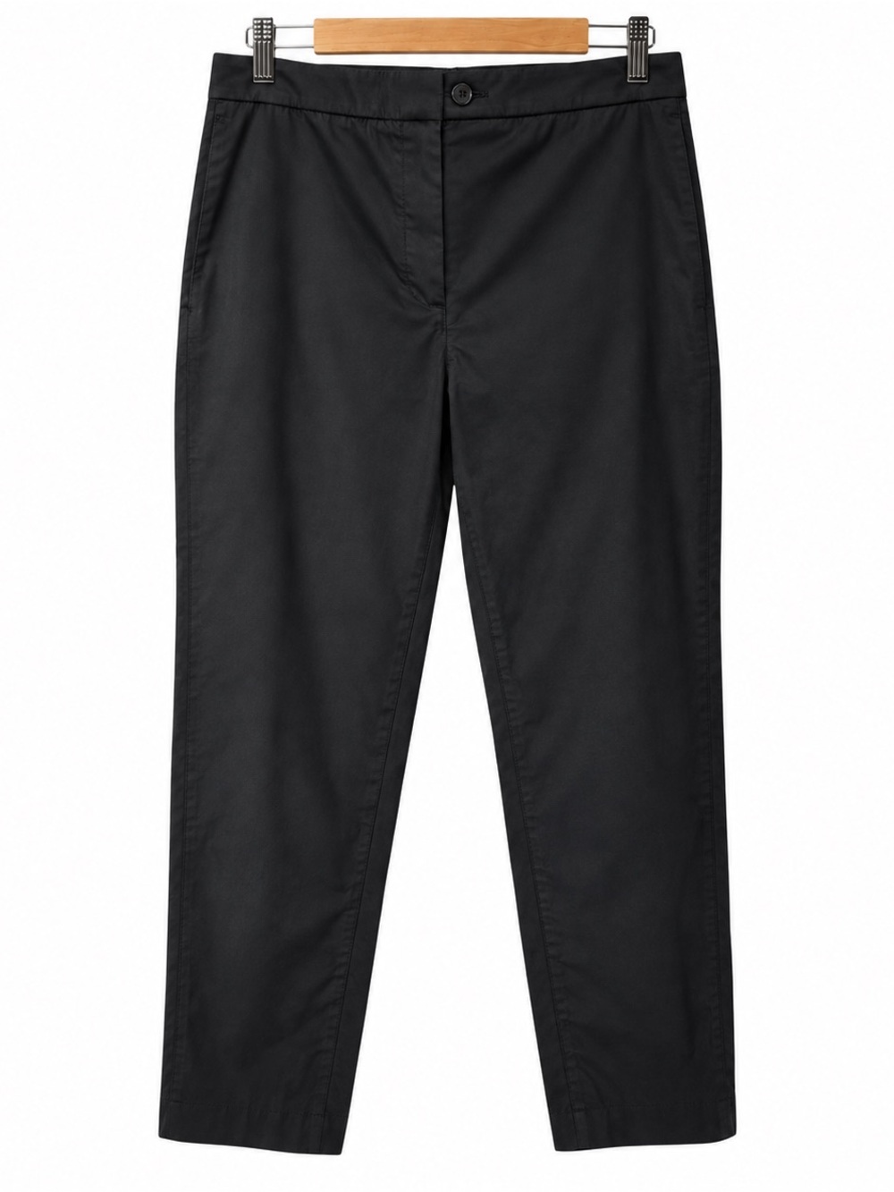 Peserico Black Cotton Mid Rise Straight Leg Italian Trouser Pants IT 50 / US 14